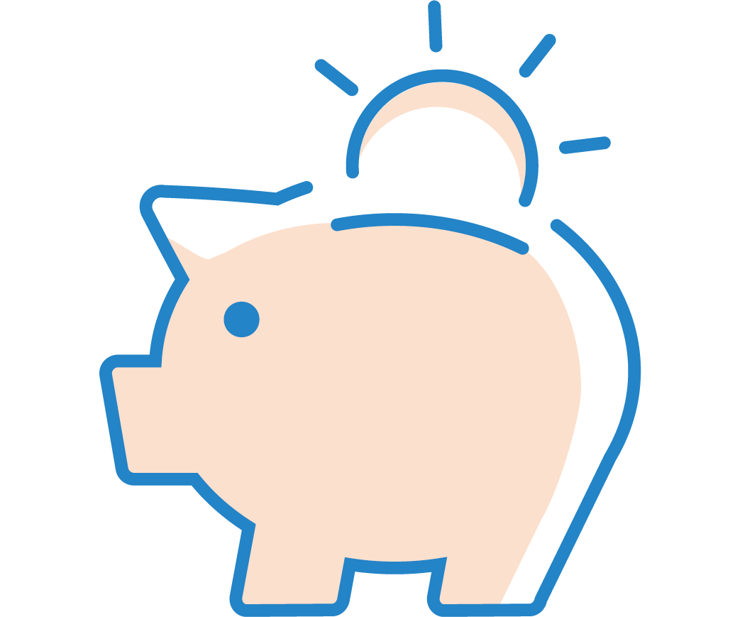 Piggy bank and coin icon