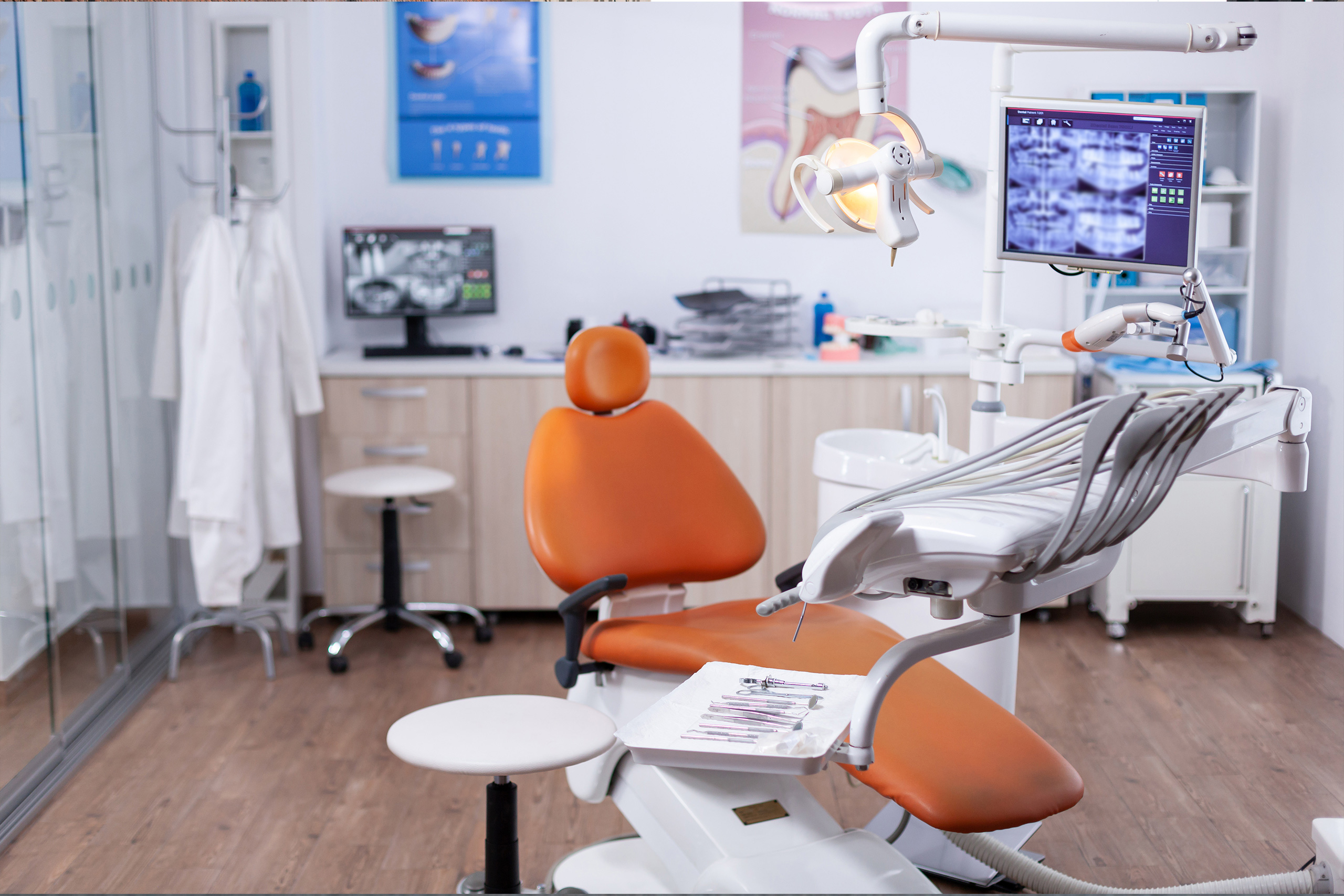 Tooth by tooth patient chair with orthodontic x-rays